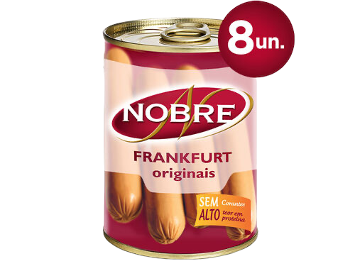 NOBRE -SALSICHAS - 8 UNIDADES - LATA - 350G
